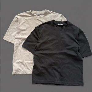 Uniqlo Black and Cream Short Sleeve Tees